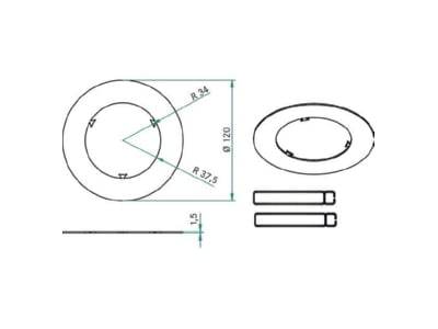 Dimensional drawing Brumberg 81004070 Mounting plate for luminaires