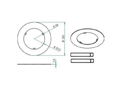 Dimensional drawing Brumberg 81004080 Mounting plate for luminaires