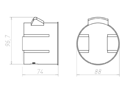 Dimensional drawing Kaiser 9320 20 Recessed installation box for luminaire