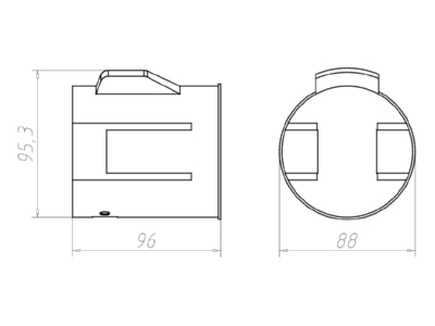 Dimensional drawing Kaiser 9320 21 Recessed installation box for luminaire