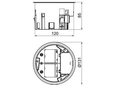 Dimensional drawing 2 OBO MT R2 1 1 Installation box for underfloor duct