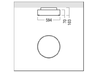 Dimensional drawing Zumtobel ONDA2 A AV  42185439 Ceiling  wall luminaire ONDA2 A AV 42185439