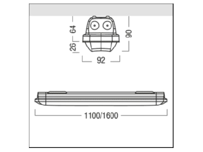 Dimensional drawing Zumtobel AMPL8000 840PCMBEVG Ceiling  wall luminaire