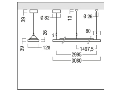 Dimensional drawing Zumtobel CLEVO ID  42186128 Ceiling  wall luminaire CLEVO ID 42186128