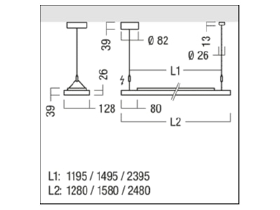 Dimensional drawing Zumtobel CLEVO ID  42186133 Ceiling  wall luminaire CLEVO ID 42186133