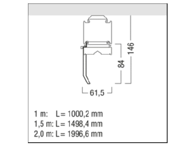 Dimensional drawing Zumtobel TECTON C  42186351 Strip Light TECTON C 42186351