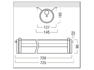 Dimensional drawing Zumtobel TUBILUX  42186460 Ceiling  wall luminaire TUBILUX 42186460
