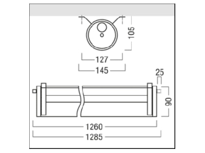 Dimensional drawing Zumtobel TUBILUX  42186476 Ceiling  wall luminaire TUBILUX 42186476