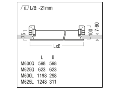 Dimensional drawing Zumtobel CL2 S 6200  42189379 Ceiling  wall luminaire CL2 S 6200 42189379