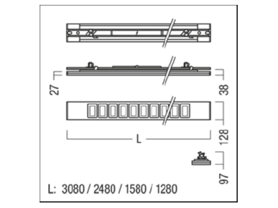Dimensional drawing Zumtobel CLEVO MSC  42188756 Ceiling  wall luminaire CLEVO MSC 42188756