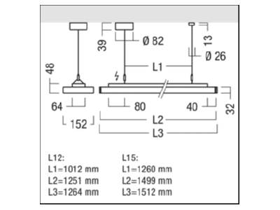 Dimensional drawing Zumtobel ECOOS2 SLIM 42933691 Ceiling  wall luminaire ECOOS2 SLIM42933691