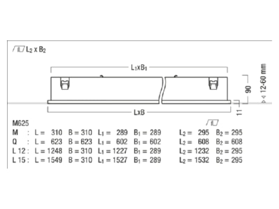 Dimensional drawing Zumtobel LF3 E 1600  42933248 Ceiling  wall luminaire LF3 E 1600 42933248