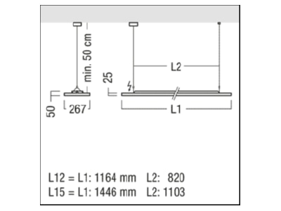 Dimensional drawing Zumtobel LF3D I7300  42933500 Ceiling  wall luminaire LF3D I7300 42933500