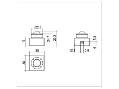 Dimensional drawing Zumtobel MSensor G3  28003808 System component for lighting control MSensor G3 28003808