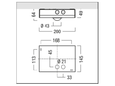 Dimensional drawing Zumtobel RESCLITE P  42188750 Emergency luminaire 3 3W IP65 RESCLITE P 42188750