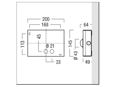 Dimensional drawing Zumtobel RESCLITE P  42188754 Emergency luminaire 3 3W IP65 RESCLITE P 42188754