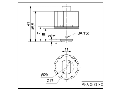 Dimensional drawing Werma 956 300 67 LED lamp 115VAC YE