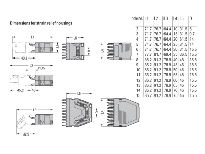 Ma�zeichnung WAGO 769 1605 Zugentlastungsgehaeuse 5 polig  grau