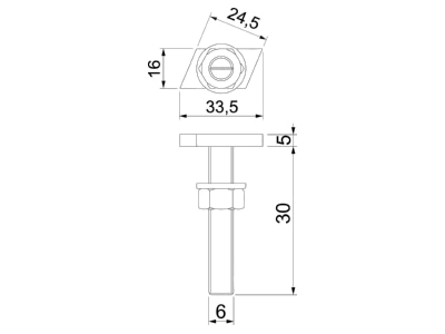 Dimensional drawing 2 OBO ACMHB M6x30 ZL T head bolt for channels M6x31mm
