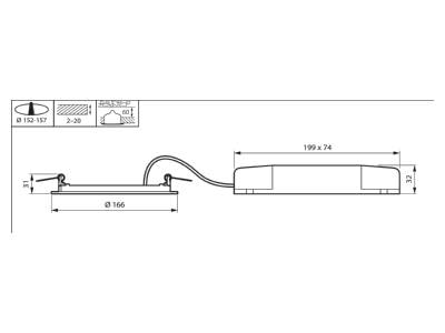 Mazeichnung Signify PLS DN145B LED  96100899 LED Slimdownlight 3000K DALI DN145B LED 96100899
