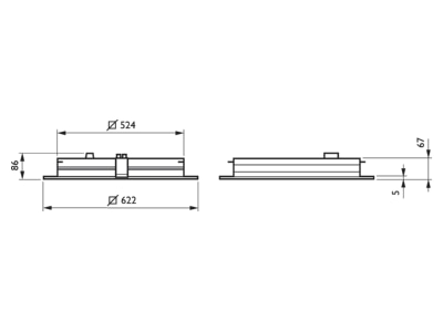 Dimensional drawing Philips Licht RC463B LED  96607200 Ceiling  wall luminaire 1x28W RC463B LED 96607200