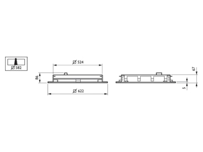 Mazeichnung Philips Licht RC463B LED  96614000 LED Einbauleuchte M625 4000K DALI  RC463B LED 96614000