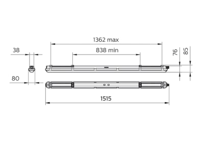 Mazeichnung Signify PLS WT120C G2  85421000 LED Feuchtraumleuchte 4000K  3h WT120C G2 85421000