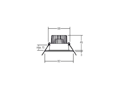Dimensional drawing Brumberg 39475423 Downlight spot floodlight 1x6W
