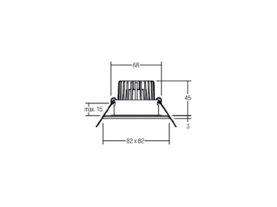 Dimensional drawing Brumberg 41476073 Downlight spot floodlight 1x6W
