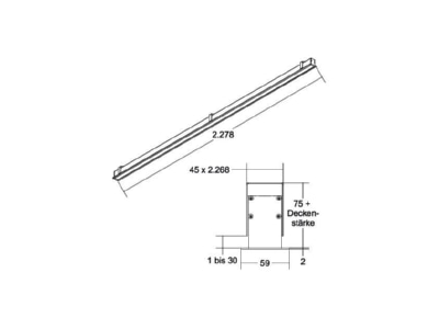 Mazeichnung Brumberg 77024694 LED Einbauprofil BIRO40 4000K  DALI  2276mm