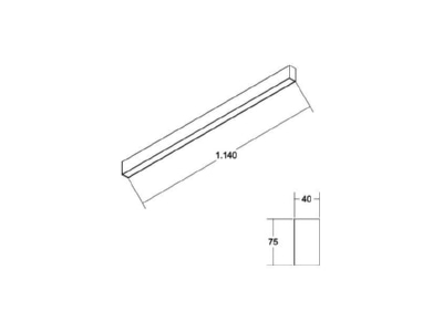 Mazeichnung Brumberg 77143084 LED Anbauprofil BIRO40 4000K  DALI  1144mm