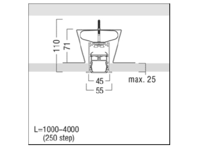 Dimensional drawing Zumtobel SLOINslimKL1000 F WH Ceiling  wall luminaire