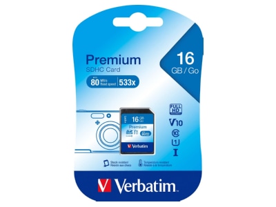 Product image Verbatim VERBATIM 43962 SD card 16GB 480min 43962
