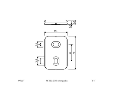 Dimensional drawing EVN APRCLIP Mounting clip 2xClip 4xScrews