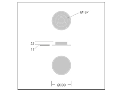 Dimensional drawing Zumtobel OMEGAC LED  96631491 Ceiling  wall luminaire OMEGAC LED 96631491