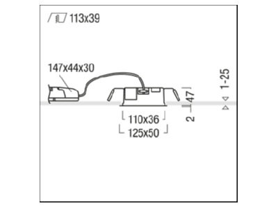 Dimensional drawing Zumtobel SUI DF3  60210981 Ceiling  wall luminaire SUI DF3 60210981
