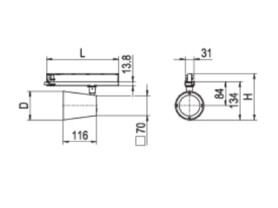 Line drawing Ridi Leuchten CIRQUALI1X3100 930SF Downlight spot floodlight 1x31W
