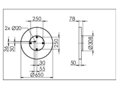 Dimensional drawing Ridi Leuchten STORA RA  SPC0620068 Ceiling  wall luminaire LED exchangeable STORA RA SPC0620068