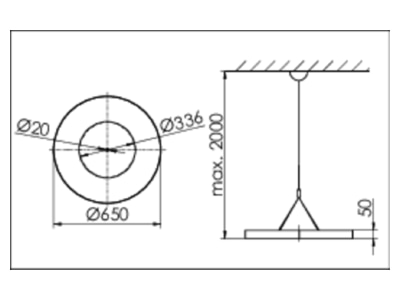 Dimensional drawing Ridi Leuchten STORA RP  SPC0620065 Pendant luminaire LED exchangeable STORA RP SPC0620065