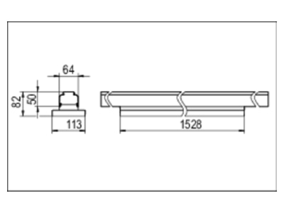 Dimensional drawing Ridi Leuchten V LENSES DI  1522562 Gear tray for light line system V LENSES DI 1522562