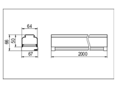 Dimensional drawing Ridi Leuchten VLGFP2001 5  1551403 Gear tray for light line system VLGFP2001 5 1551403