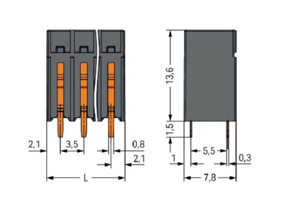 Mazeichnung 2 WAGO 2086 1125 300 000 THR Leiterplattenklemme Druecker 1 5mm  sw