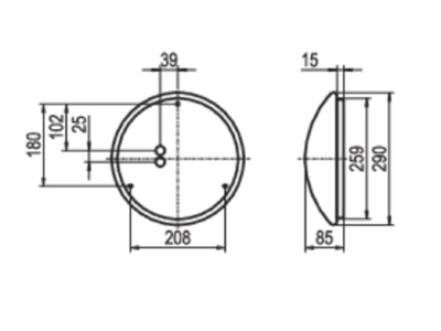 Dimensional drawing Ridi Leuchten RUFO2  0420841  396 Ceiling  wall luminaire LED exchangeable RUFO2 0420841  396