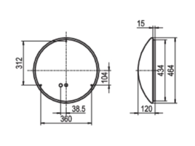 Dimensional drawing Ridi Leuchten RUFO2 460ND  0420857 Ceiling  wall luminaire LED exchangeable RUFO2 460ND 0420857