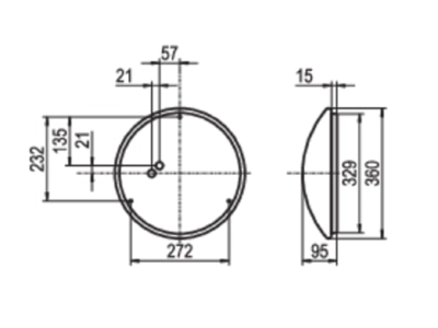 Dimensional drawing Ridi Leuchten RUFO2360DAWS830H0250 Ceiling  wall luminaire LED exchangeable