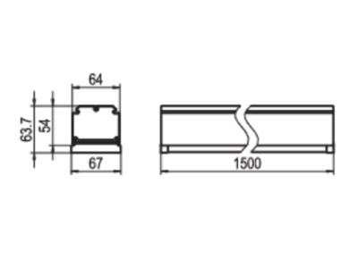Dimensional drawing Ridi Leuchten VL2S GPS150  2560137 Gear tray for light line system VL2S GPS150 2560137